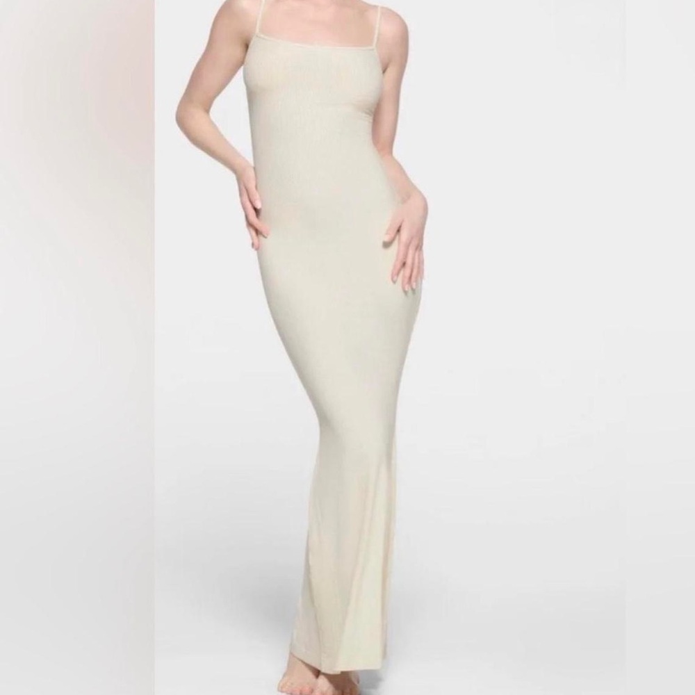 NWT Skims Soft Lounge Long Slip Dress in Bone Size XS